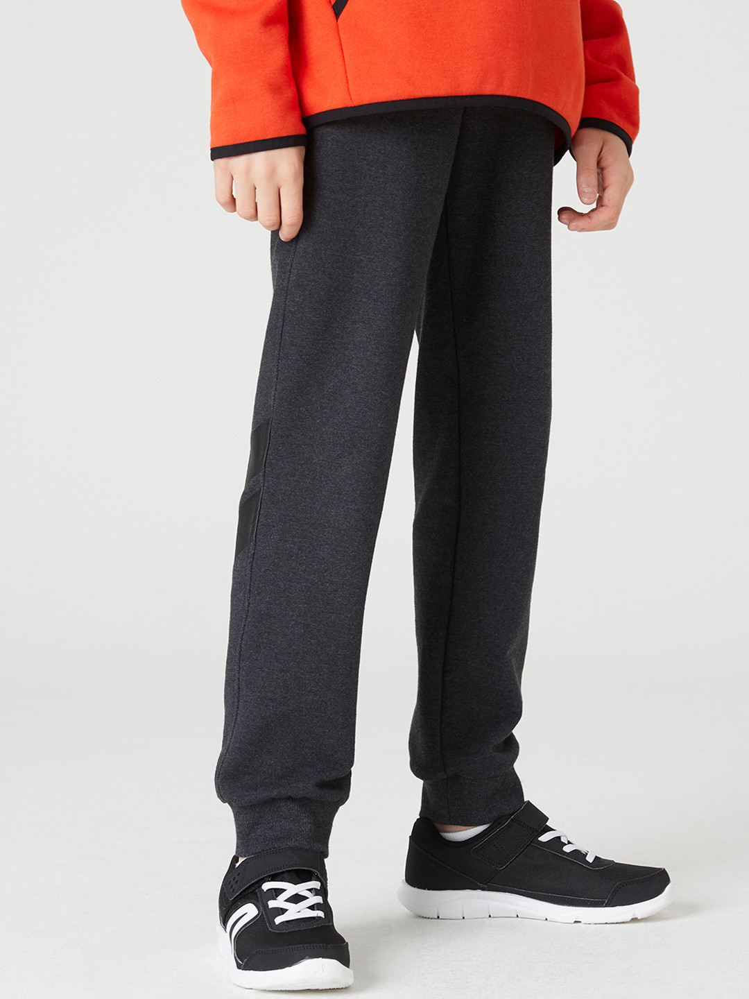 

Domyos By Decathlon Boys Grey Solid Pure Cotton Track Drawstrings Pants