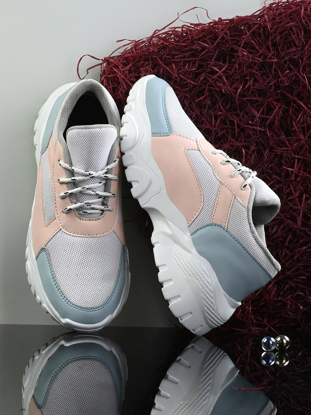 

DressBerry Women Colourblocked Sneakers, Pink