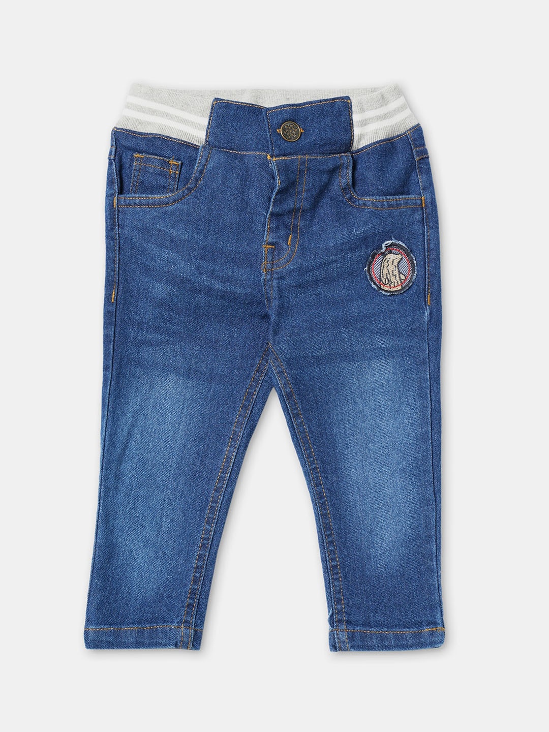 

R&B Boys Blue Low Distress Light Fade Applique Jeans