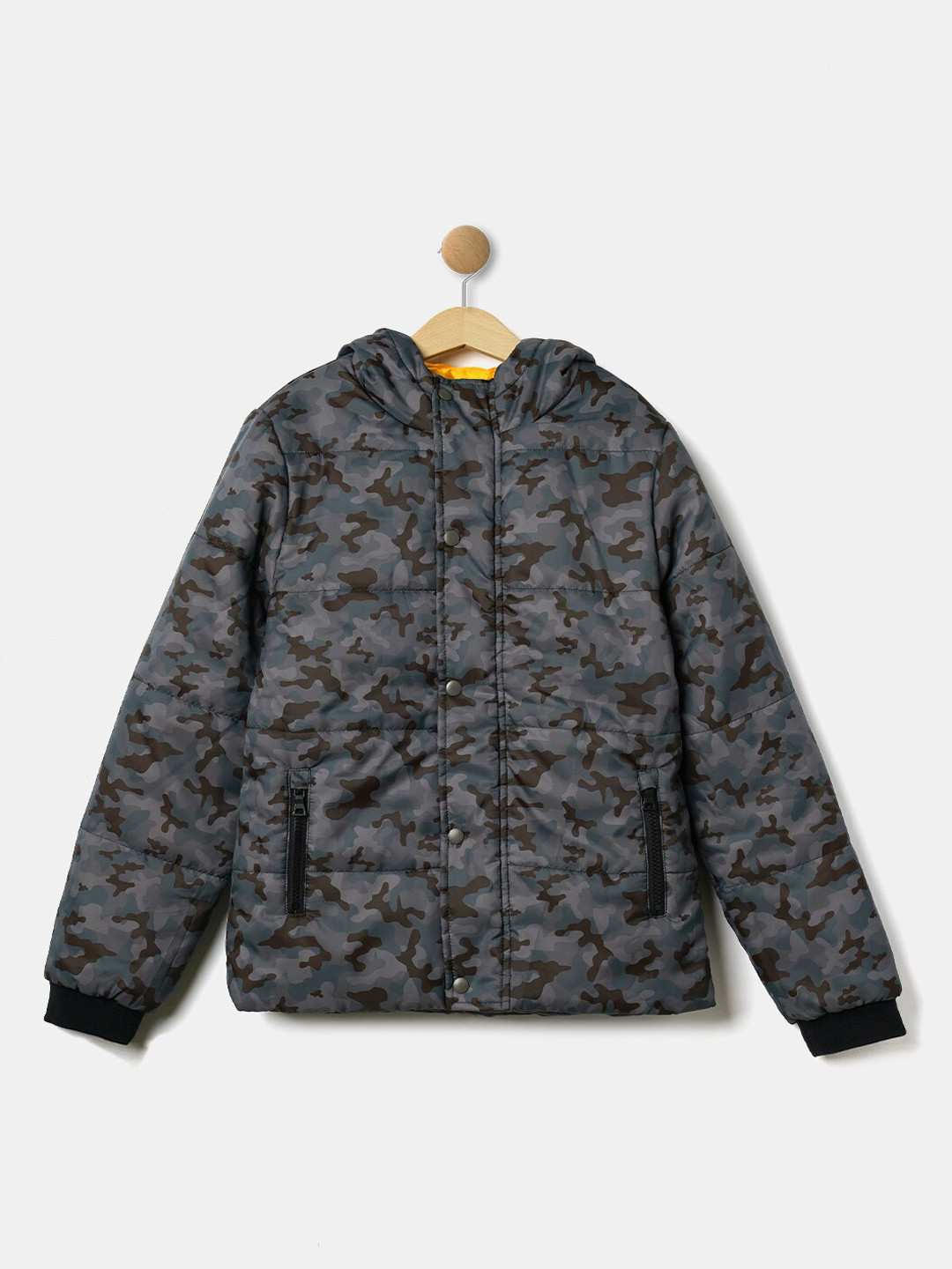 

R&B Boys Grey & Black Camouflage Padded Jacket