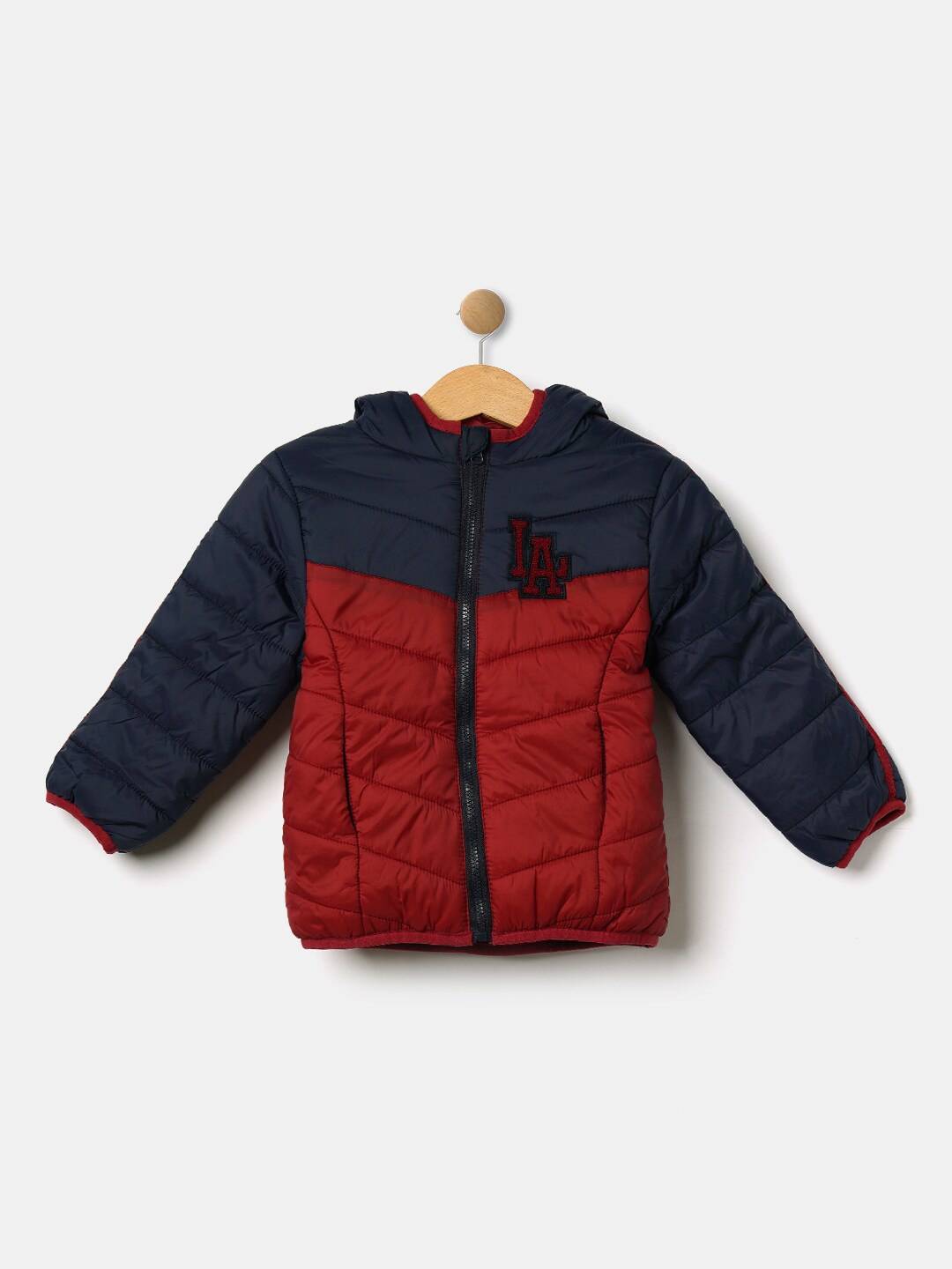 

R&B Boys Navy Blue & Red Striped Puffer Jacket
