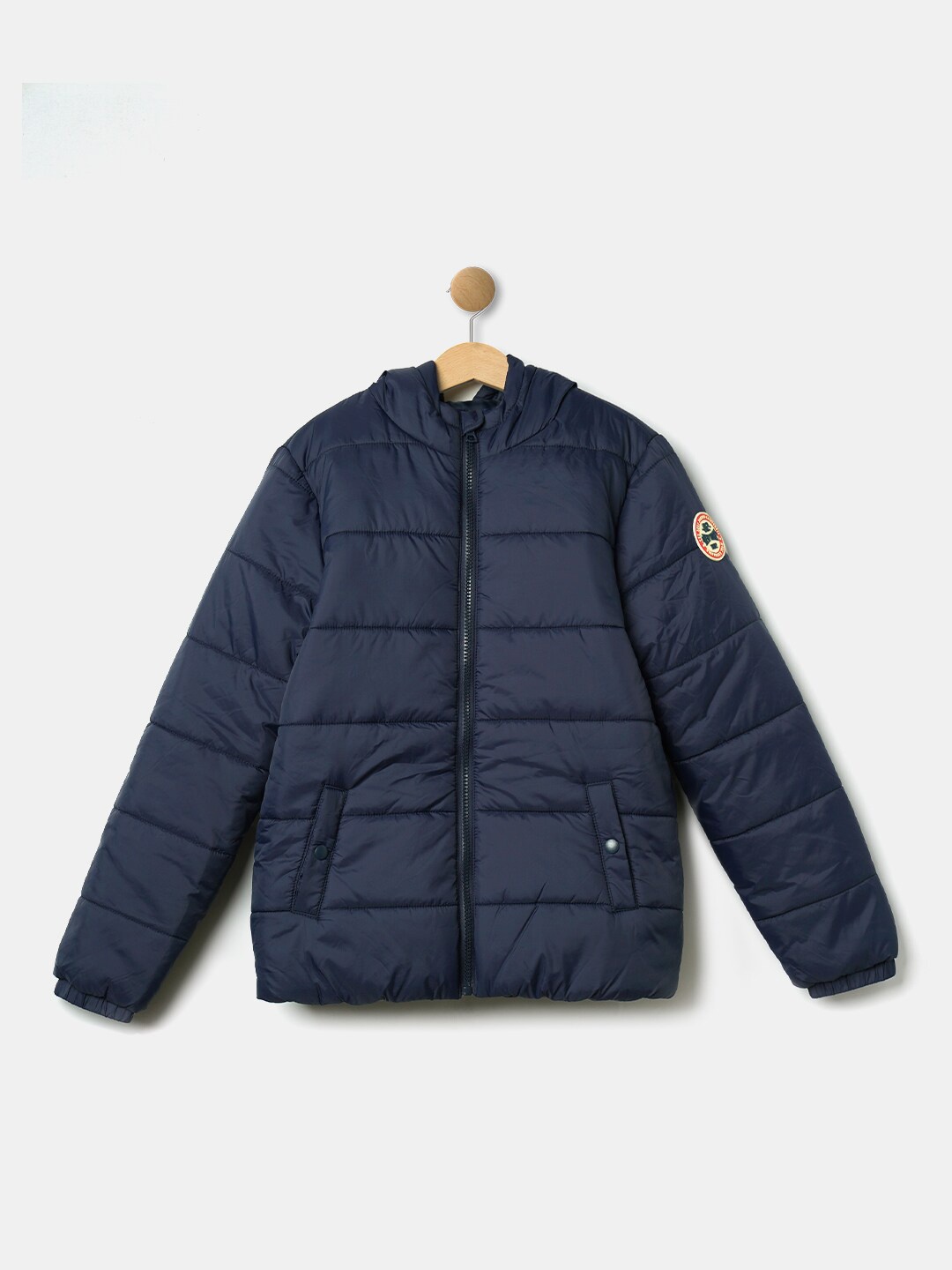 

R&B Boys Navy Blue Striped Longline Puffer Jacket