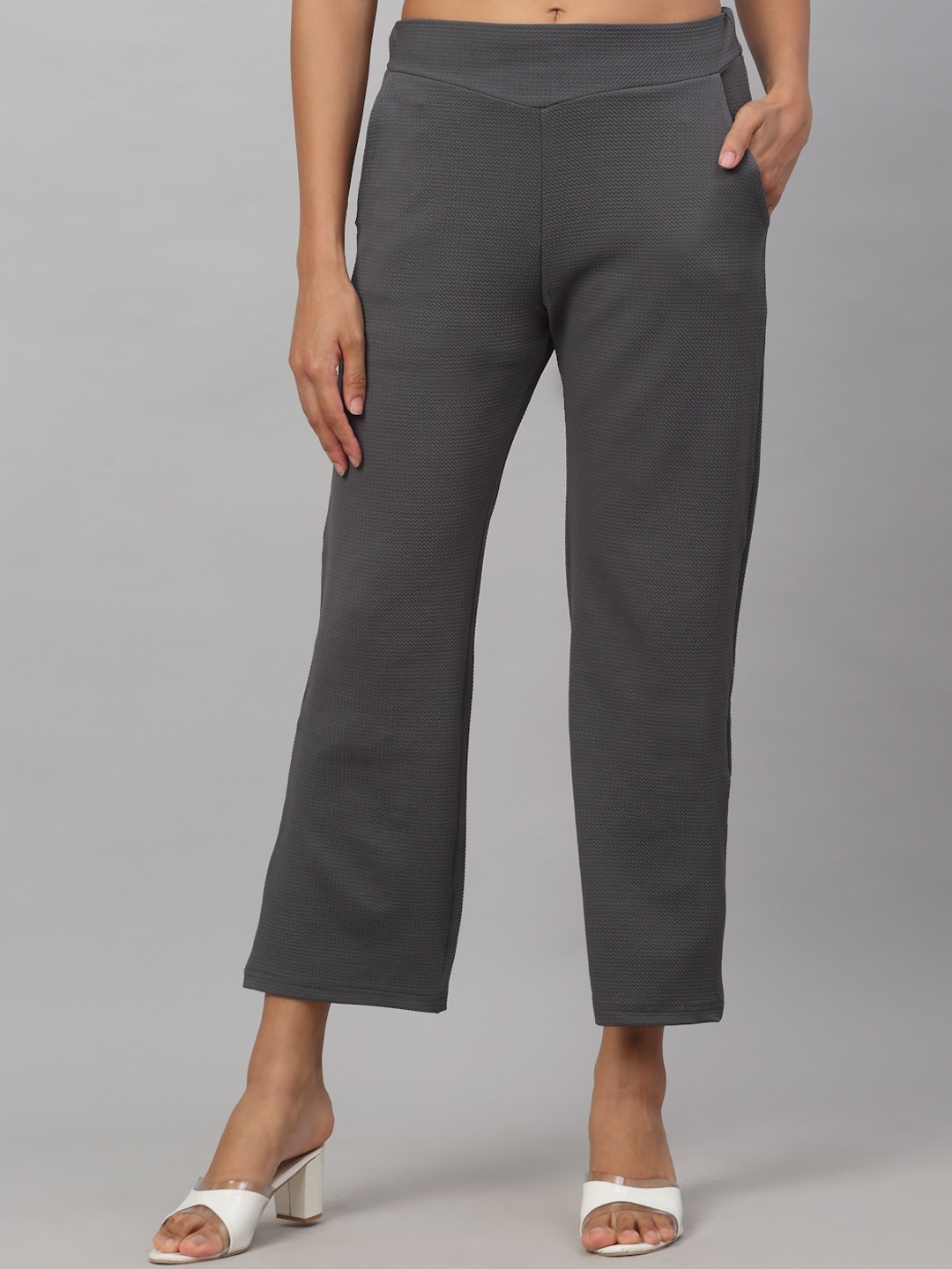 

NEUDIS Women Grey Easy Wash Straight Fit Trouser