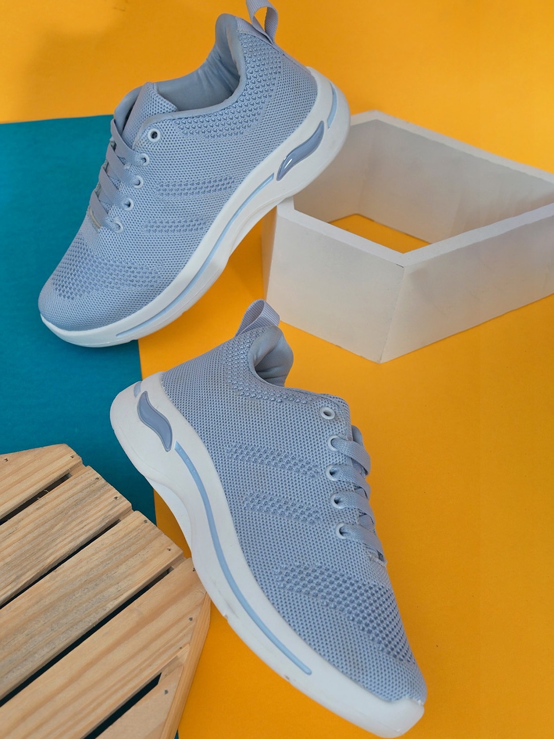 

El Paso Women Woven Design Light Weight Lace Up Sneakers, Blue