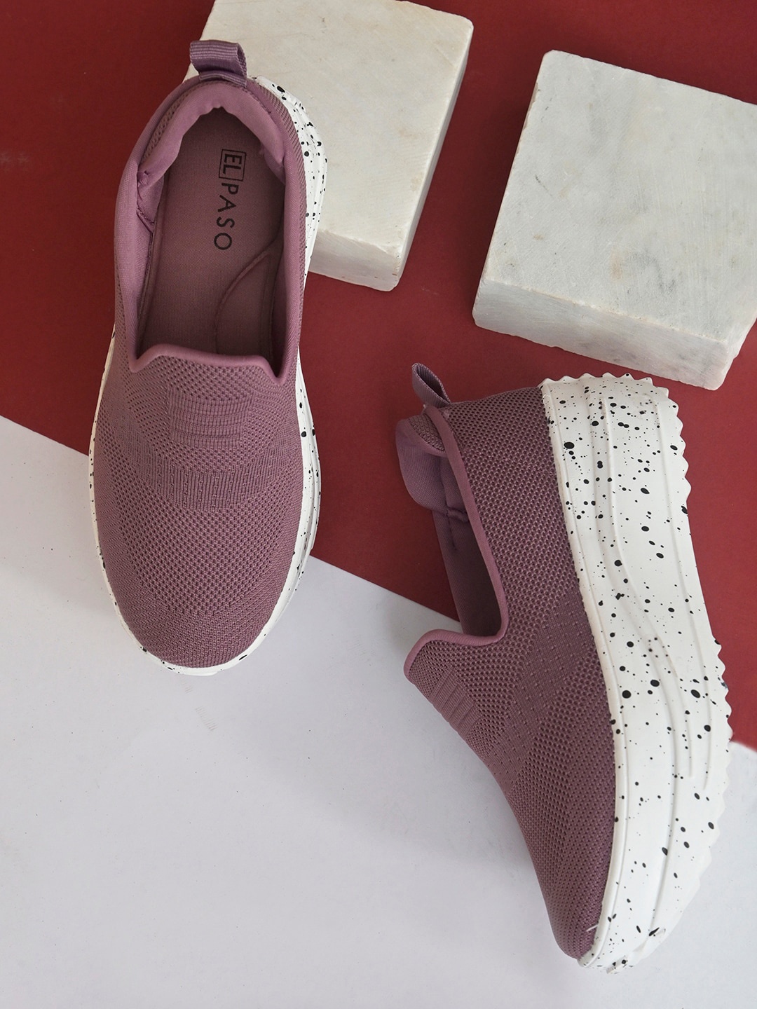 

El Paso Women Woven Design Slip-On Sneakers, Pink