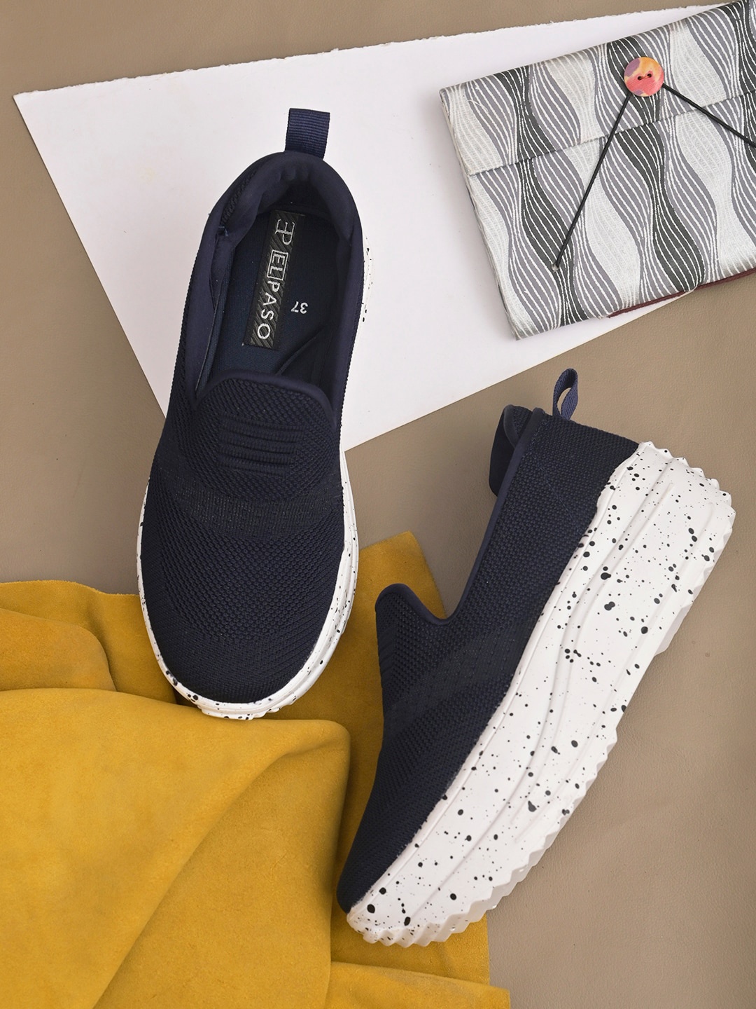 

El Paso Women Woven Design Slip-On Sneakers, Blue