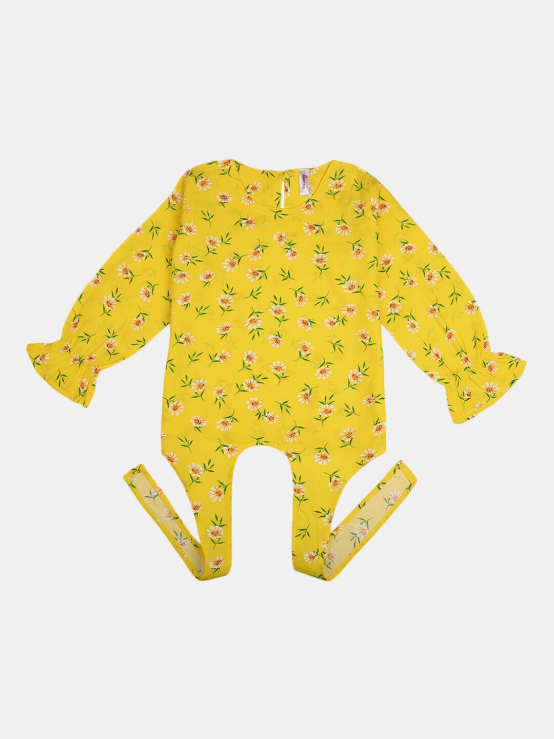 

V-Mart Girls Yellow Floral Printed Shirt Style Top