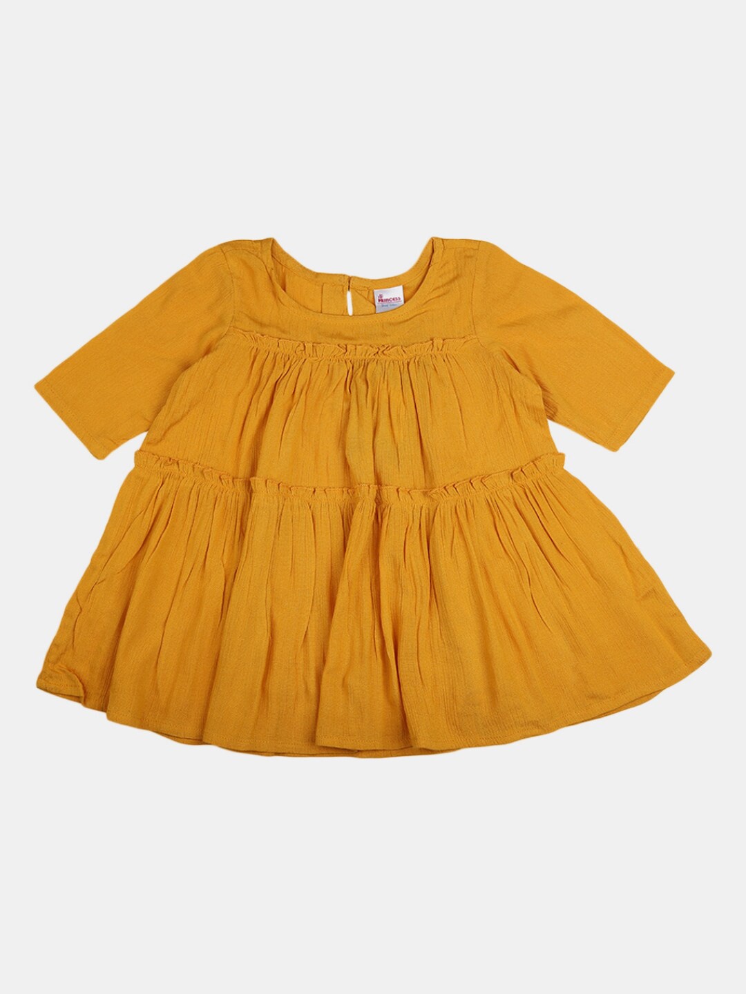 

V-Mart Girls Mustard Yellow Solid Tiered Top