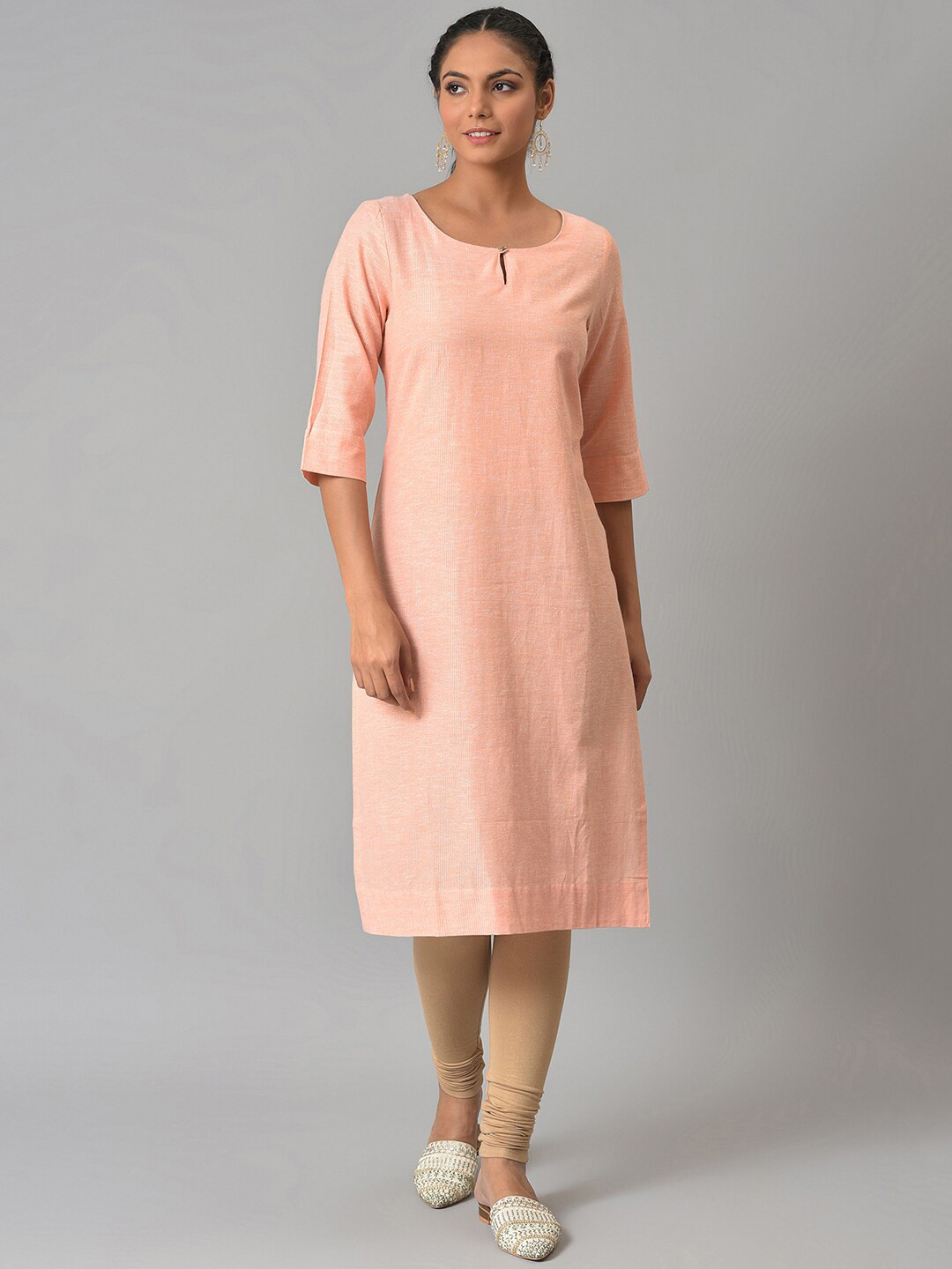 

W Women Orange Kurta with Churidar
