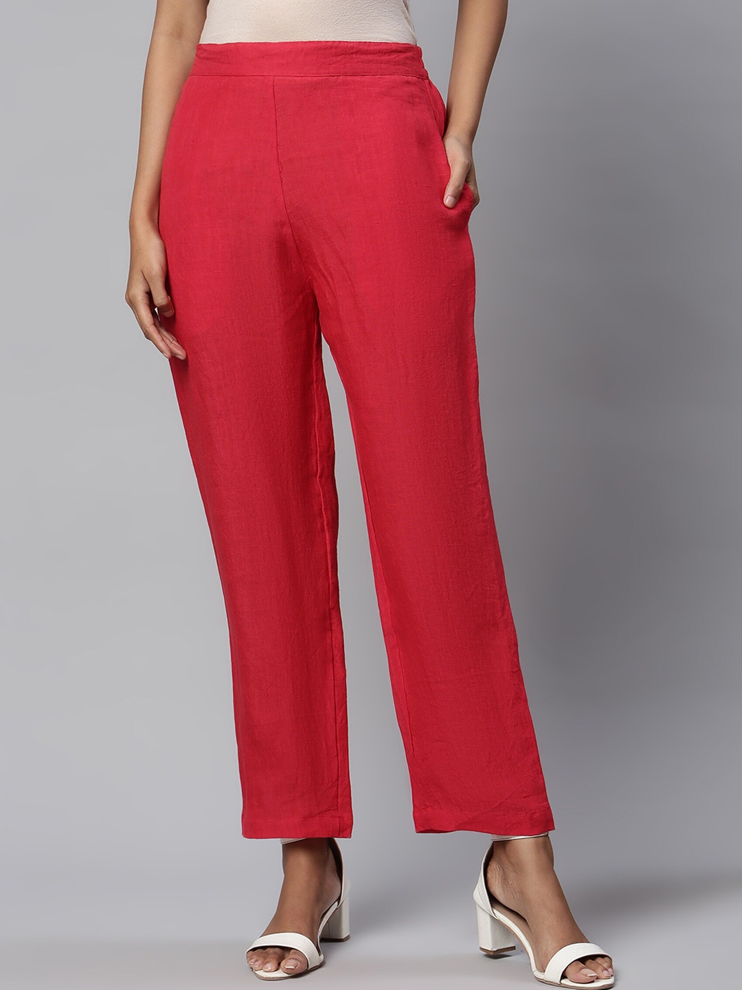 

Linen Club Woman Women Red Solid Lounge Pants