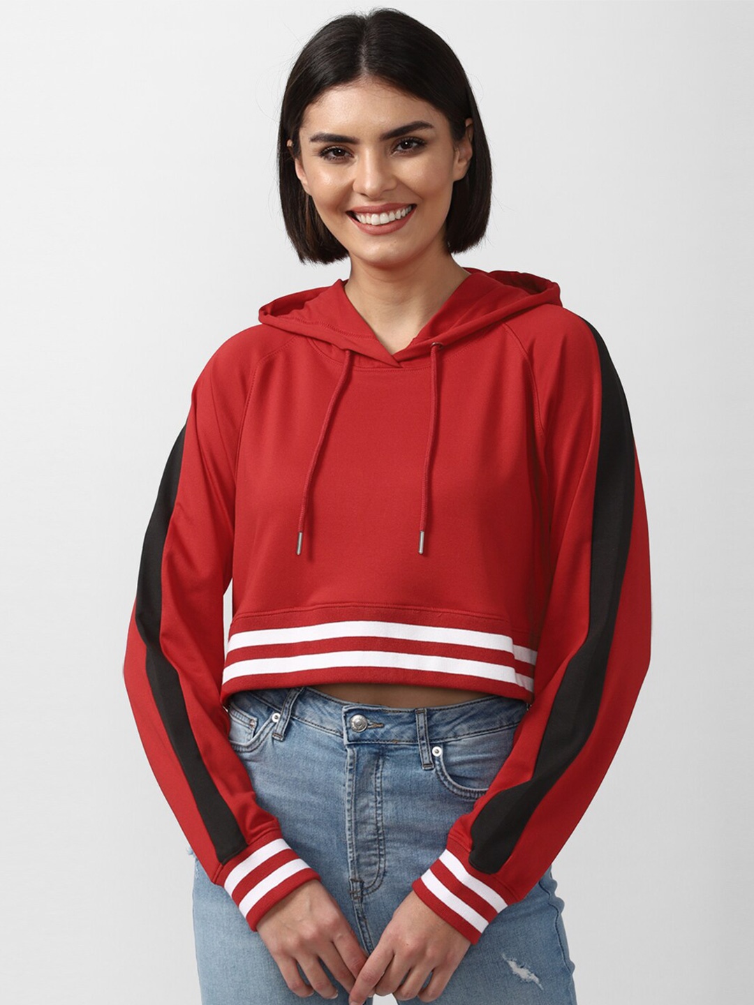 

FOREVER 21 Women Red Hooded Sweatshirt