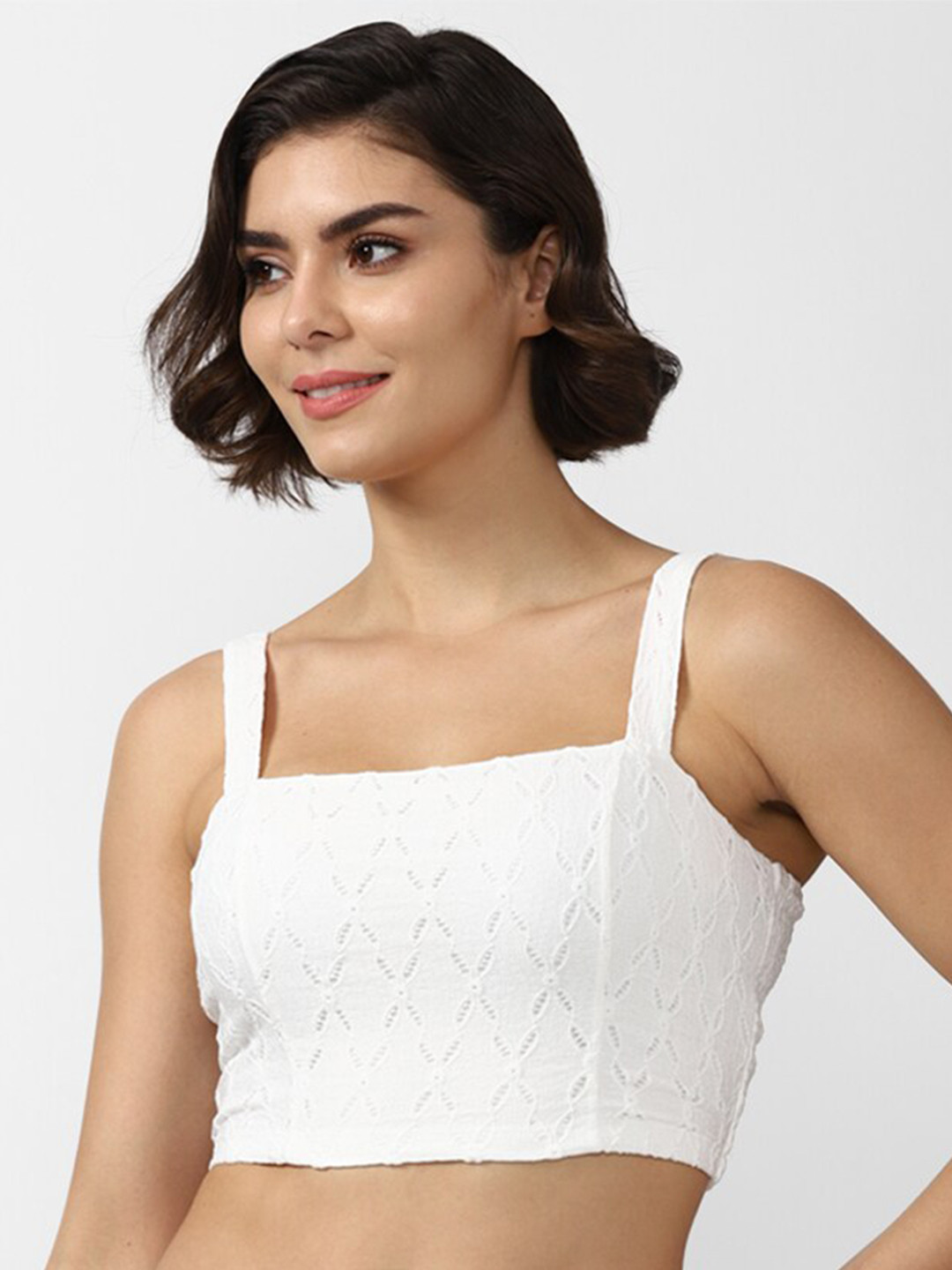 

FOREVER 21 Women White Bralette Crop Top