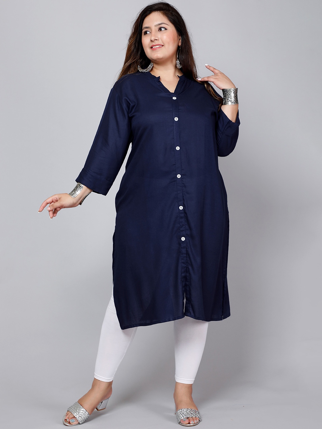 

PNEHA Women Solid Navy Blue Kurta