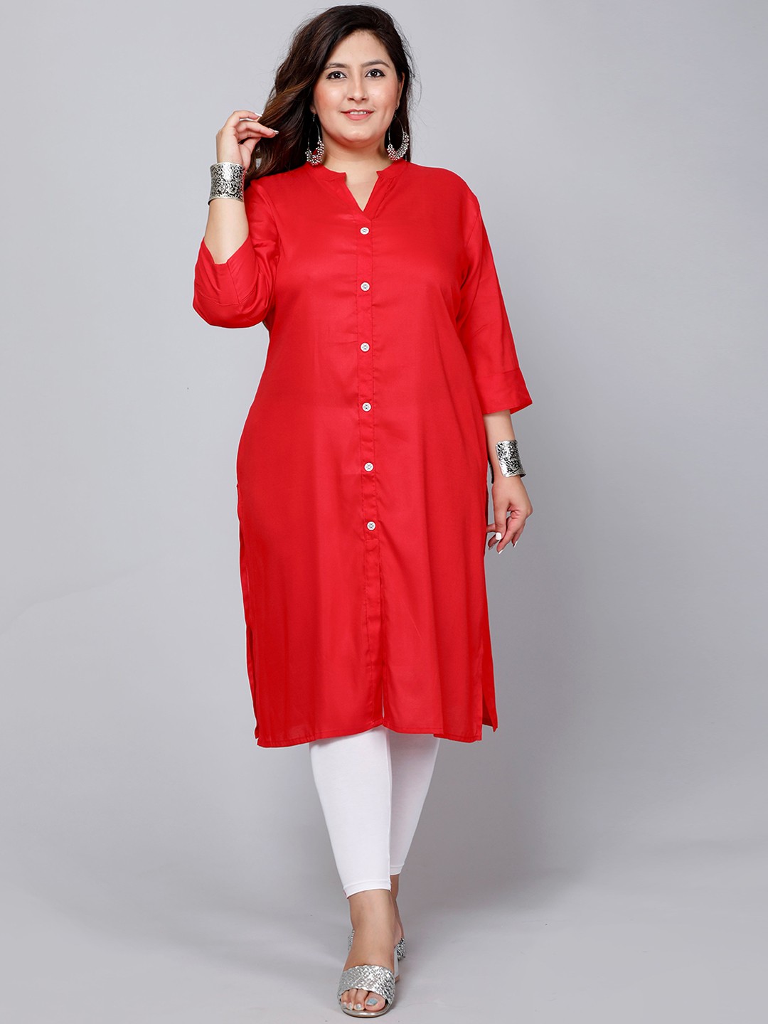 

PNEHA Women Plus Size Red Kurta