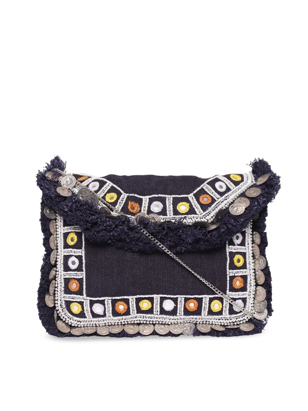 

ASTRID Black Embroidered Structured Sling Bag