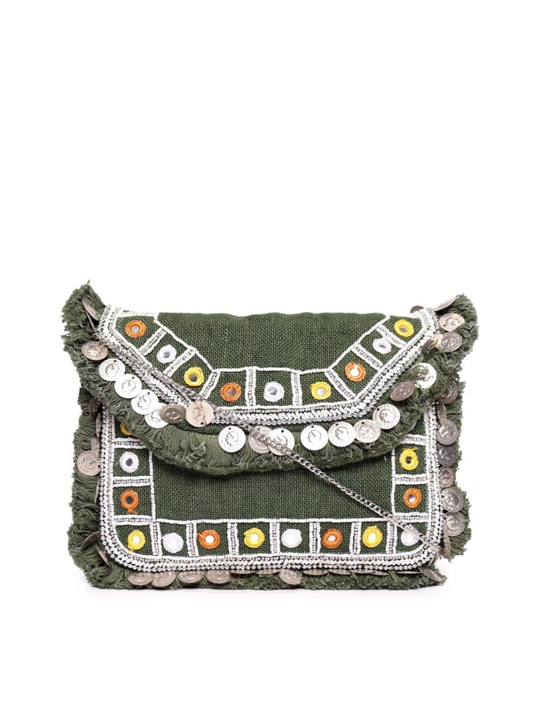 

ASTRID Embellished Structured Sling Bag, Green