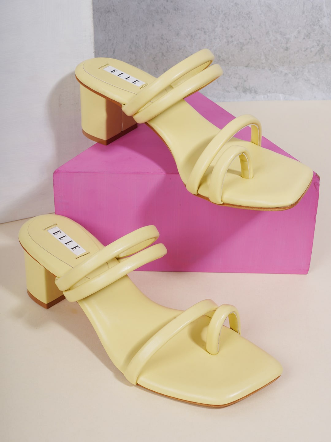 

ELLE Women's Yellow Block Mules with Bows