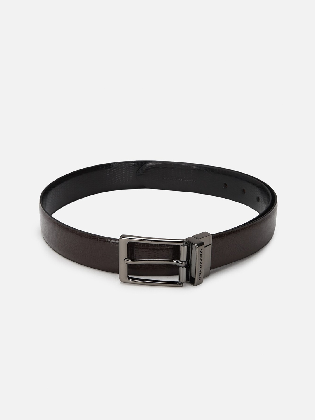 

Peter England Men Textured Leather Belt, Black