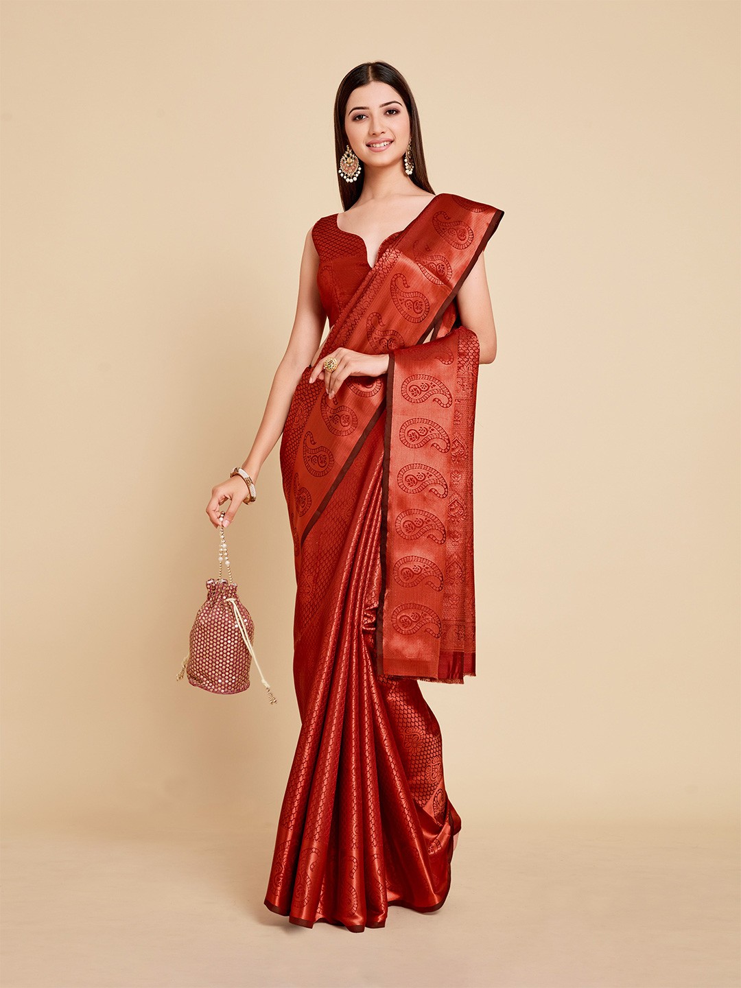 

MIMOSA Maroon Woven Design Zari Art Silk Kanjeevaram Saree