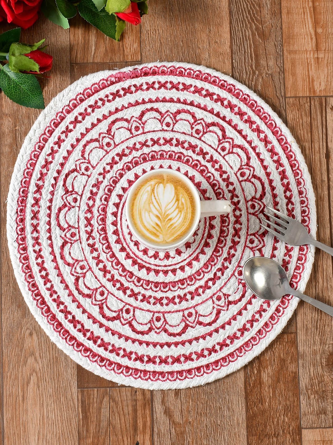 

Homefab India Set Of 6 Maroon Round Table Placemats