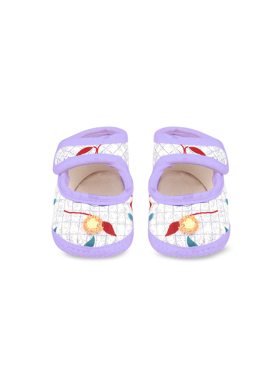 

Spiky Kids Purple & White Self-Design Pure Cotton Floral Applique Booties