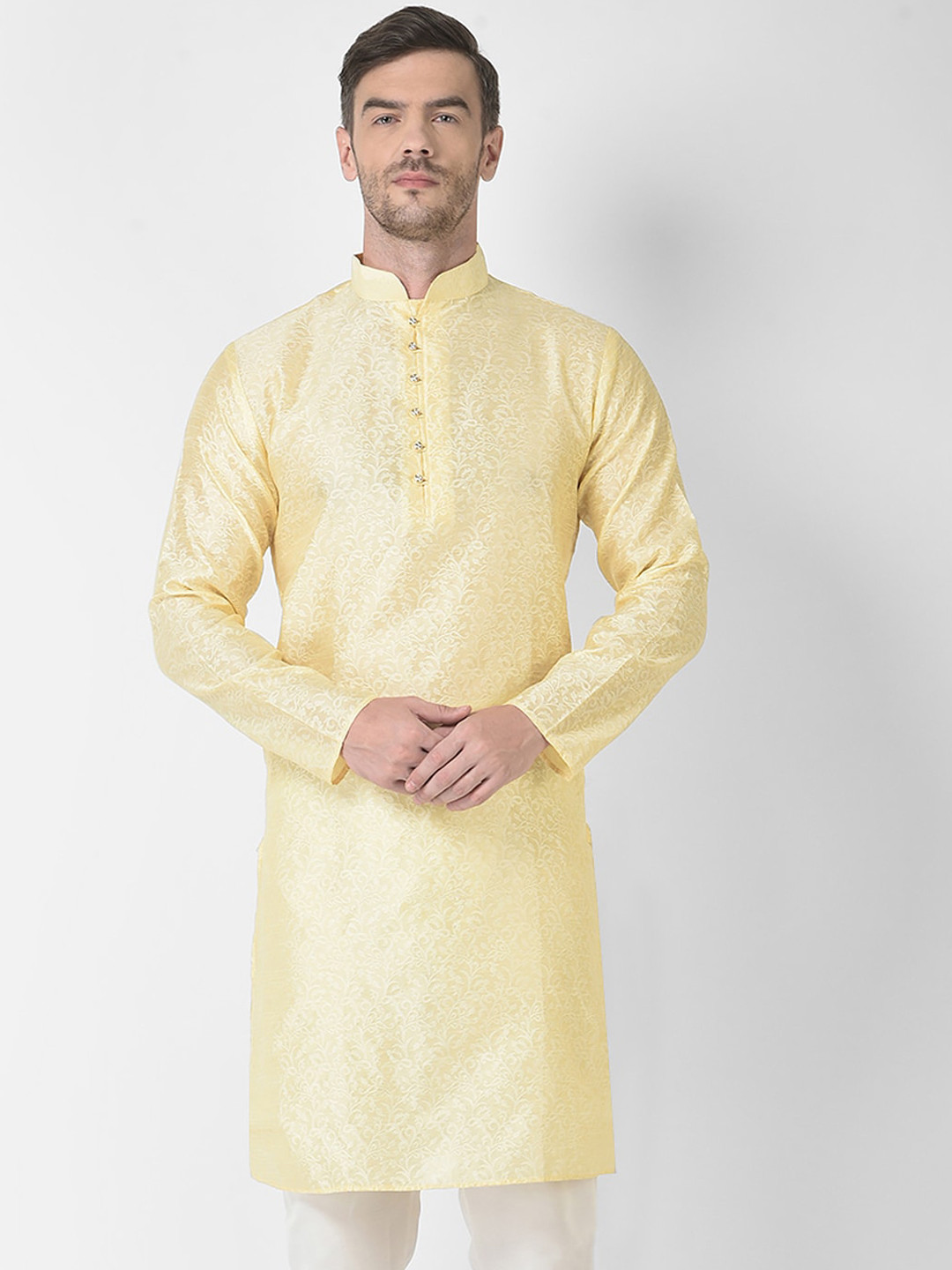 

SG LEMAN Men Beige Jacquard Kurta