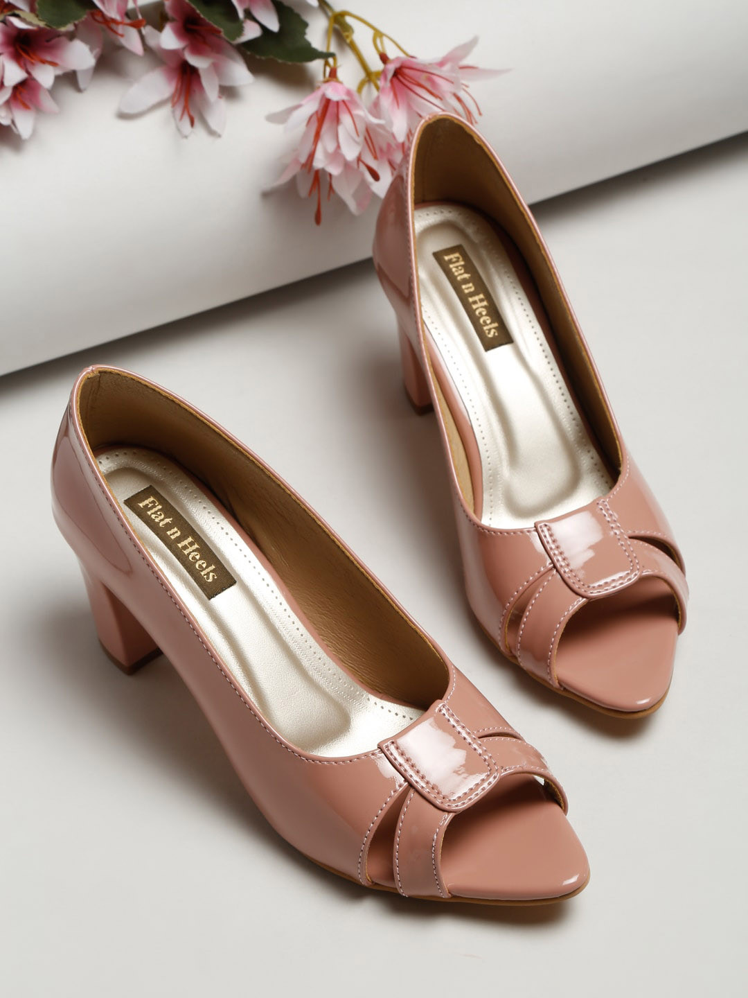 

Flat n Heels Pink Block Peep Toes