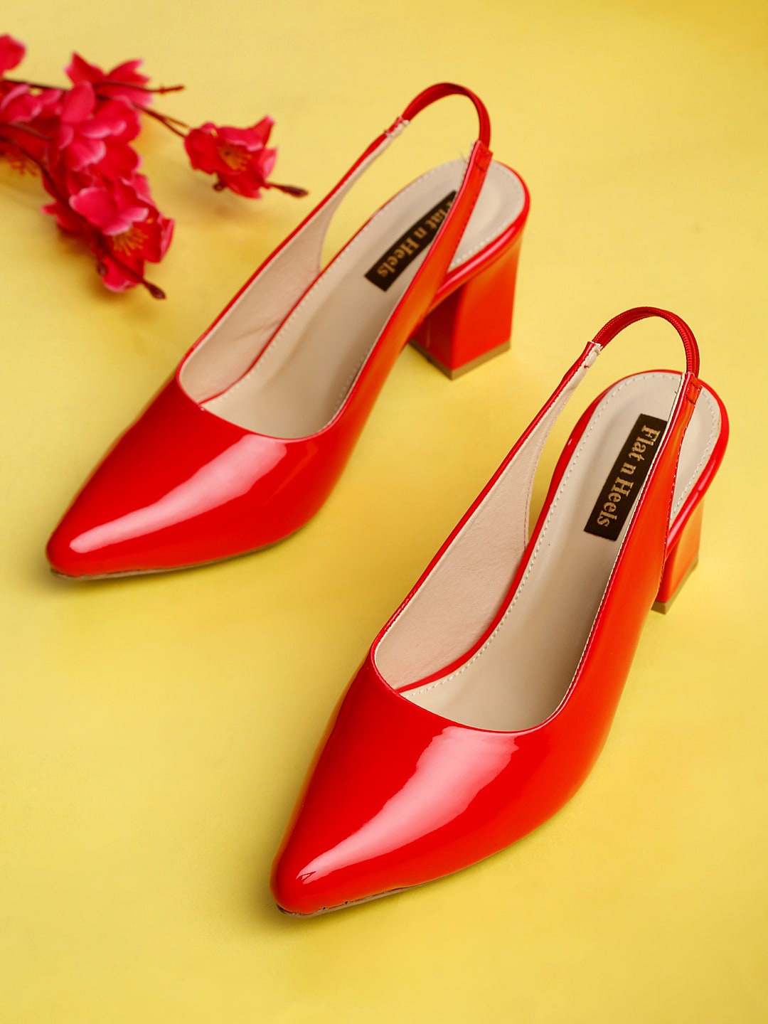 

Flat n Heels Women Red Block Pumps