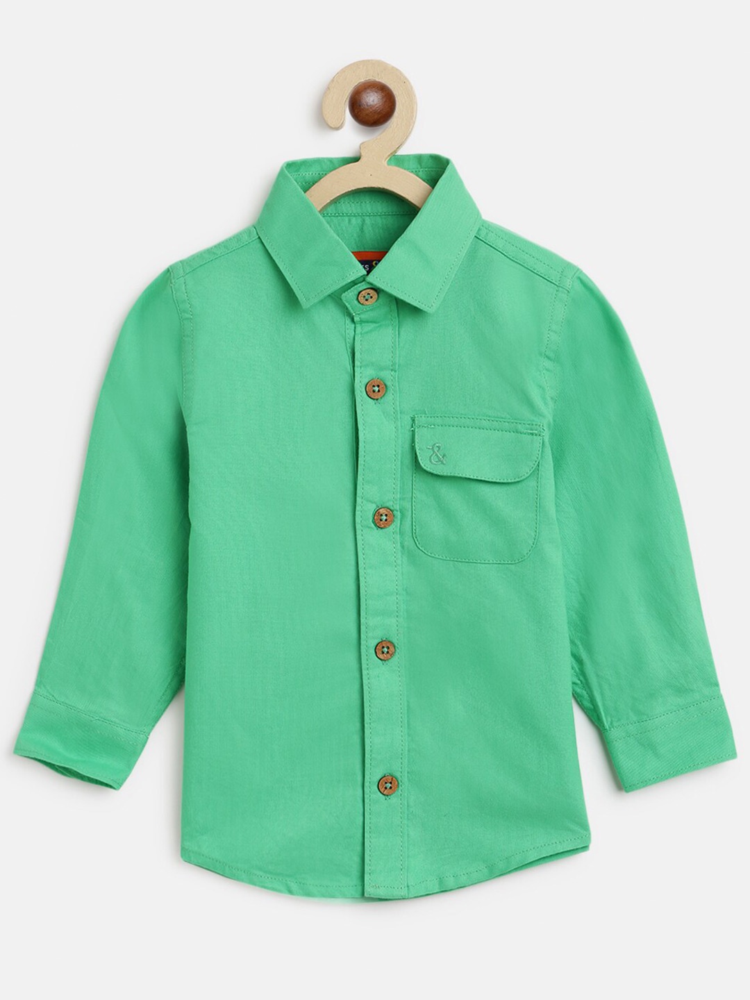 

TALES & STORIES Boys Green Cotton Casual Shirt