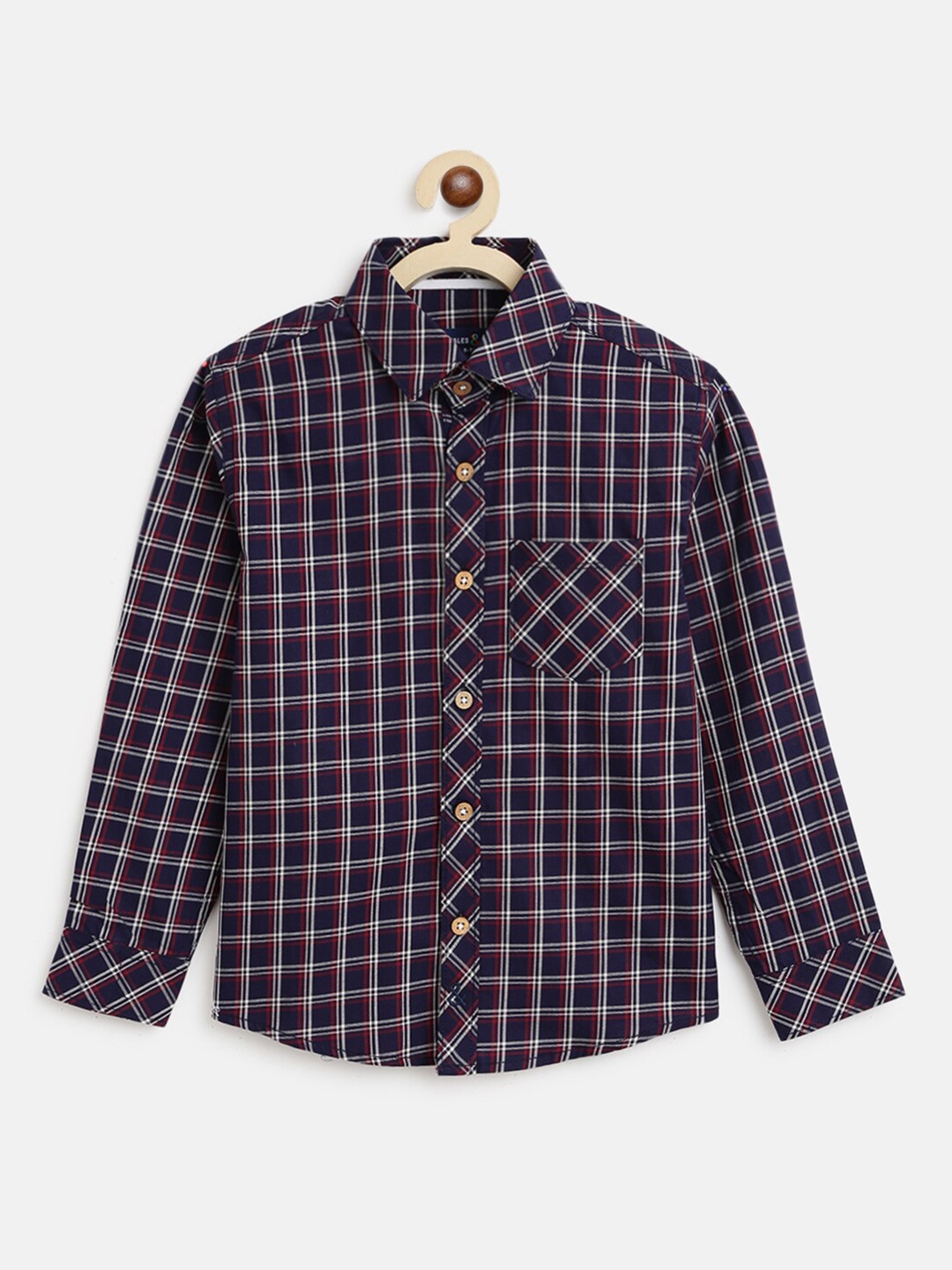 

TALES & STORIES Boys Navy Blue Tartan Checked Cotton Casual Shirt
