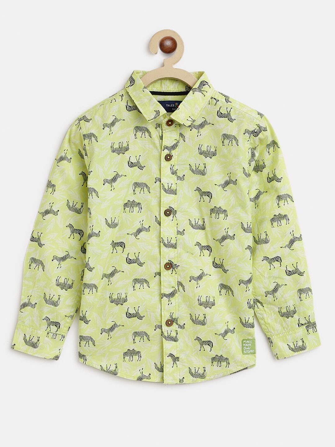 

TALES & STORIES Boys Lime Green Printed Cotton Casual Shirt