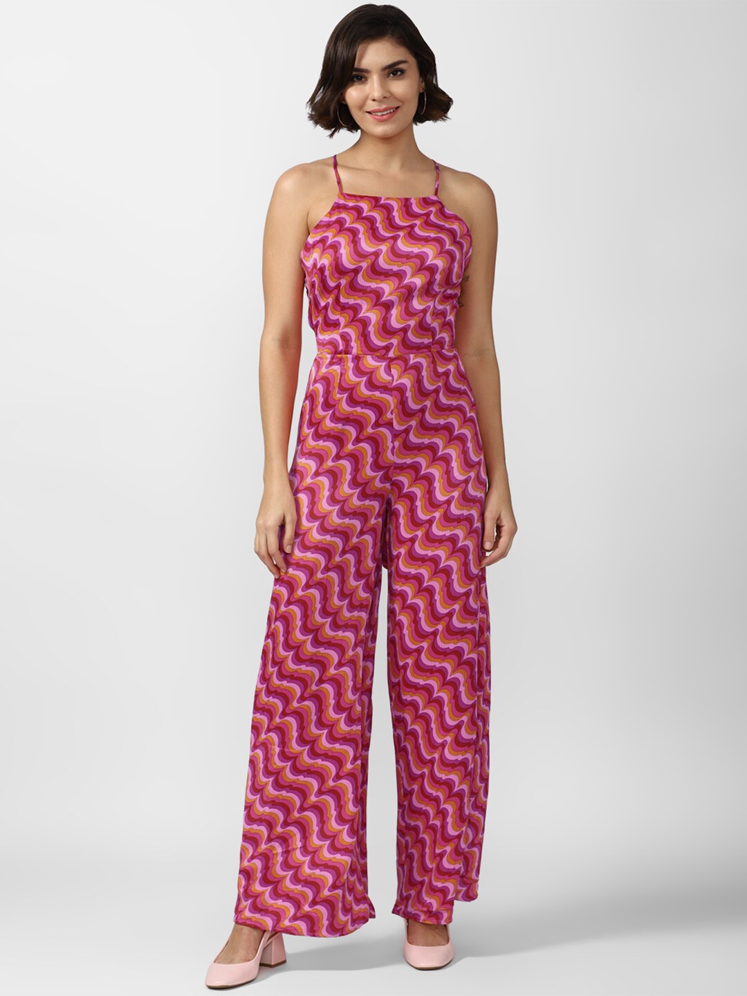

FOREVER 21 Pink Abstract Long Jumpsuits Maxi Dress