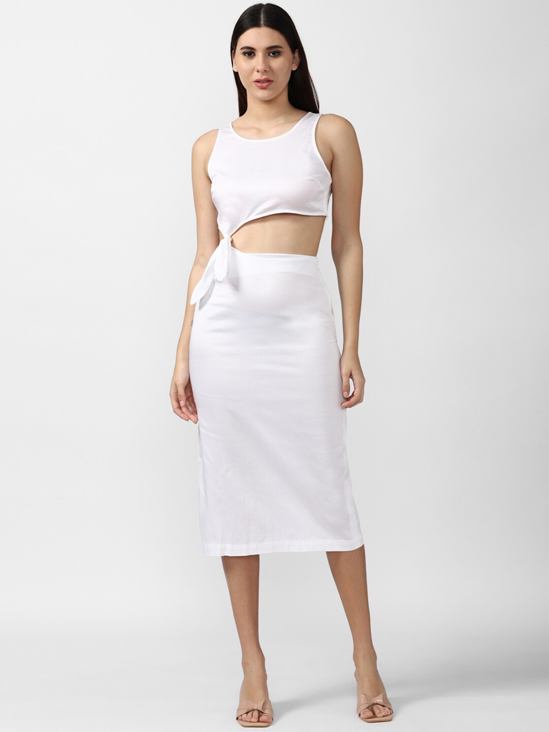 

FOREVER 21 White Sheath Straight Midi Dress
