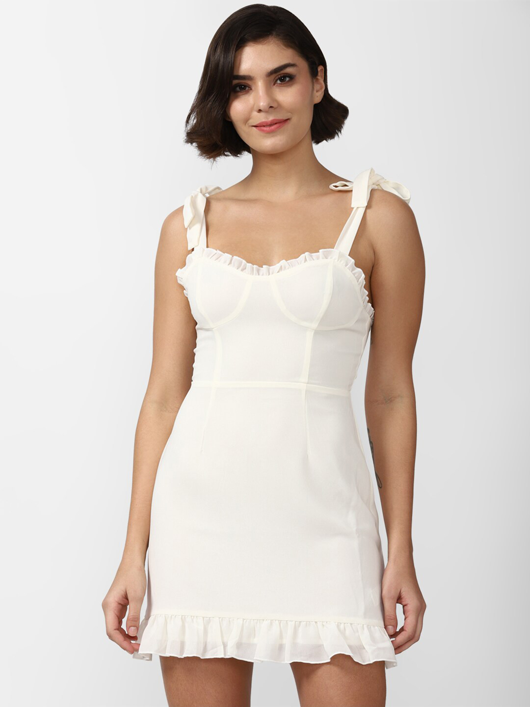

FOREVER 21 Women Sheath Mini Dress, Cream