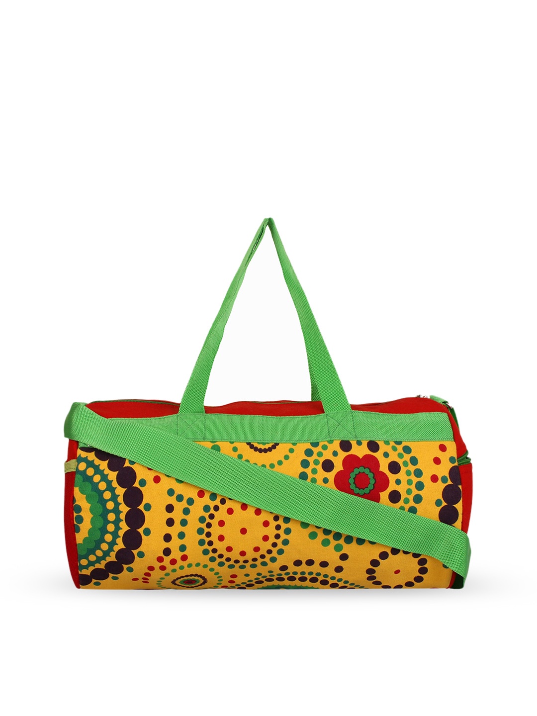 

Anekaant Women Green & Yellow Printed Canvas Duffle Bag