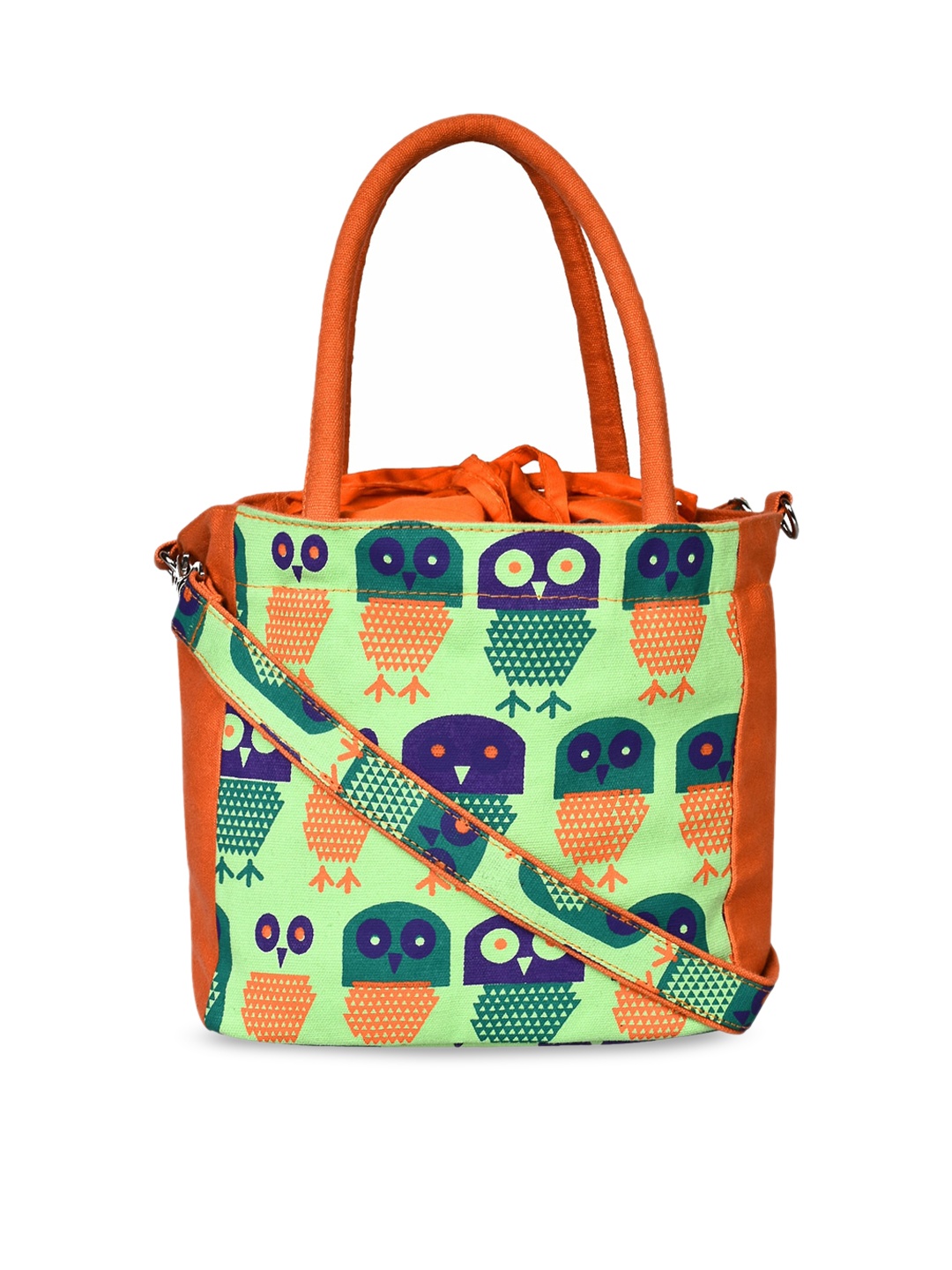 

Anekaant Orange Printed Canvas Sling Bag