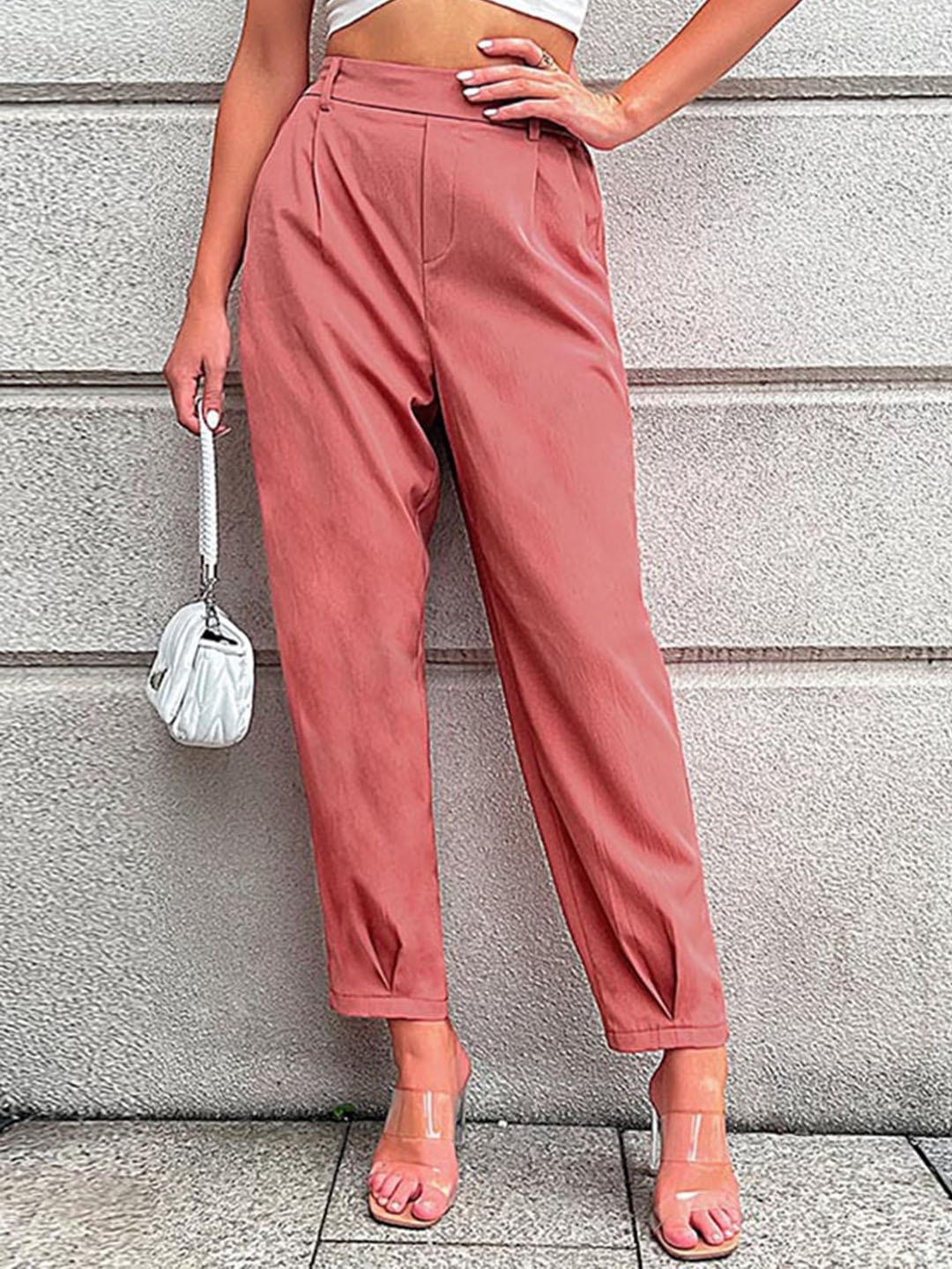 

BoStreet Women Pink Pleated Trousers