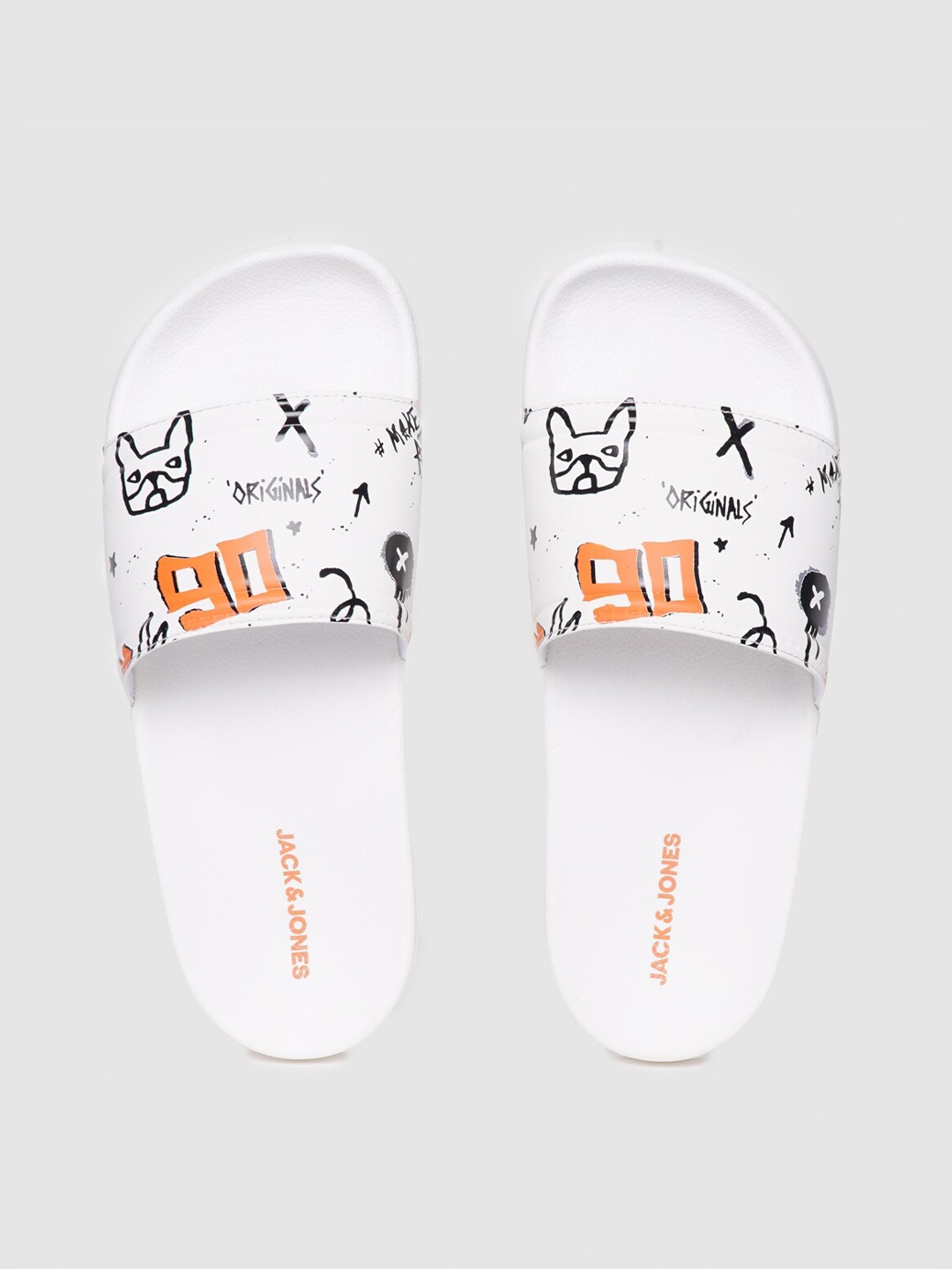 

Jack & Jones Men Printed Sliders, White