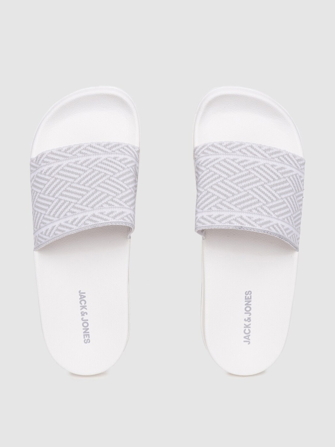 

Jack & Jones Men Self Design Sliders, White