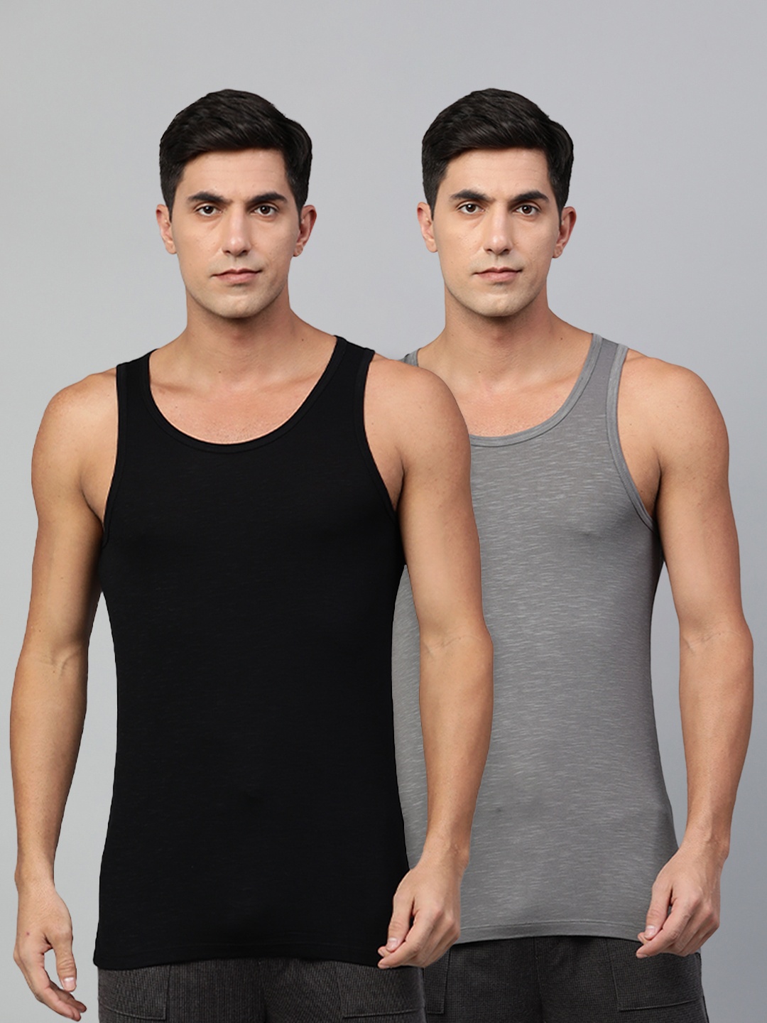 

Heelium Men Pack of 2 Bamboo Super Soft & Odour Free Comfort Fit Vest, Black