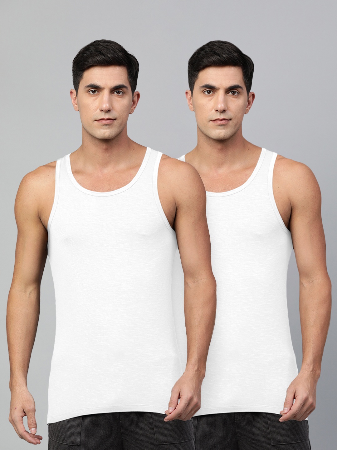 

Heelium Men Pack of 2 Bamboo Super Soft & Odour Free Comfort Fit Vest, White