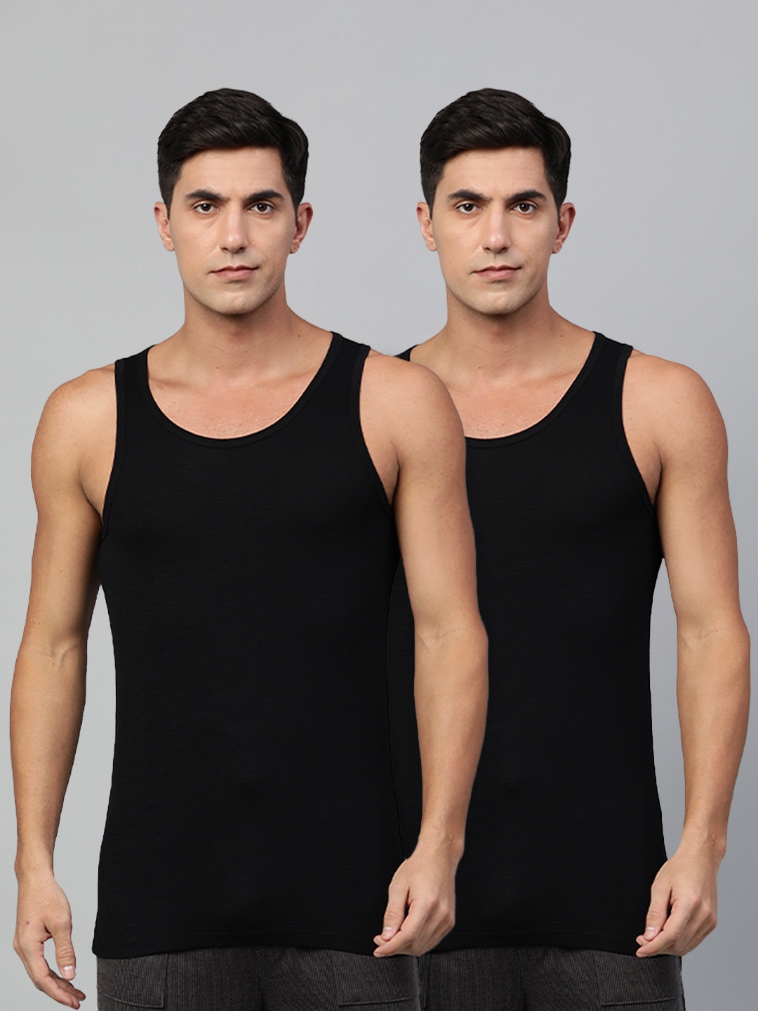 

Heelium Men Pack of 2 Bamboo Super Soft & Odour Free Comfort Fit Vest, Black