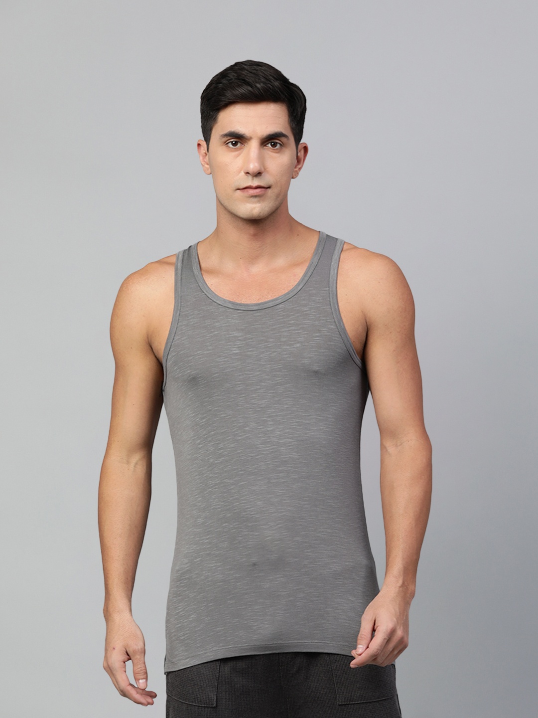 

Heelium Men Bamboo Super Soft & Odour Free Comfort Fit Vest, Grey