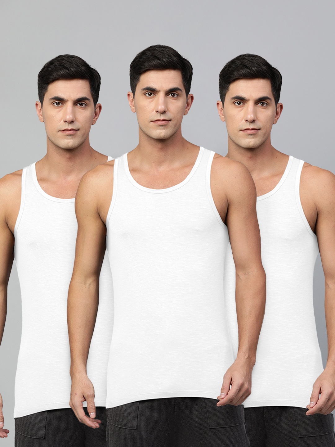 

Heelium Men Pack of 3 Bamboo Super Soft & Odour Free Comfort Fit Vest, White