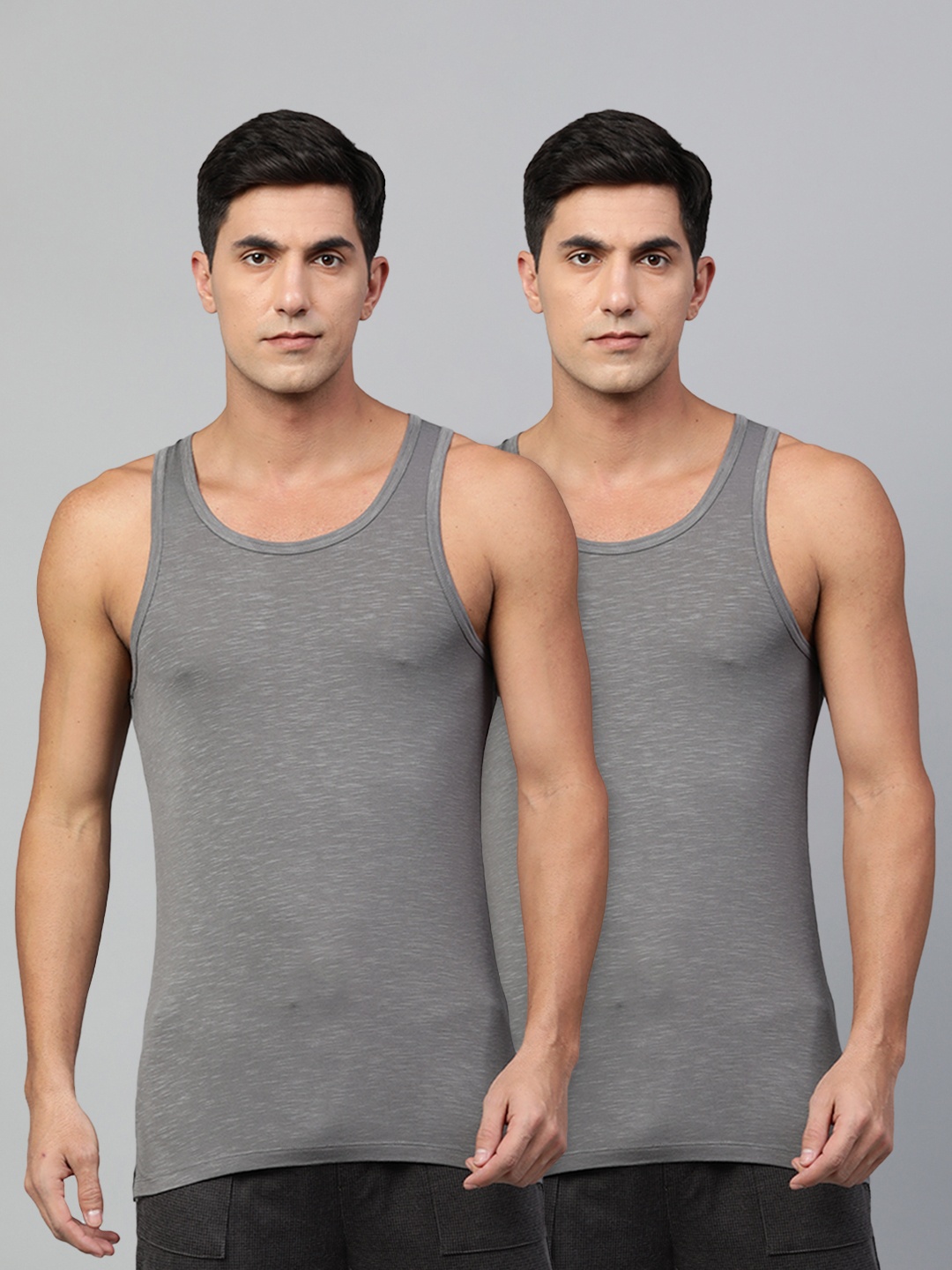 

Heelium Men Pack of 2 Bamboo Super Soft & Odour Free Comfort Fit Vest, Grey