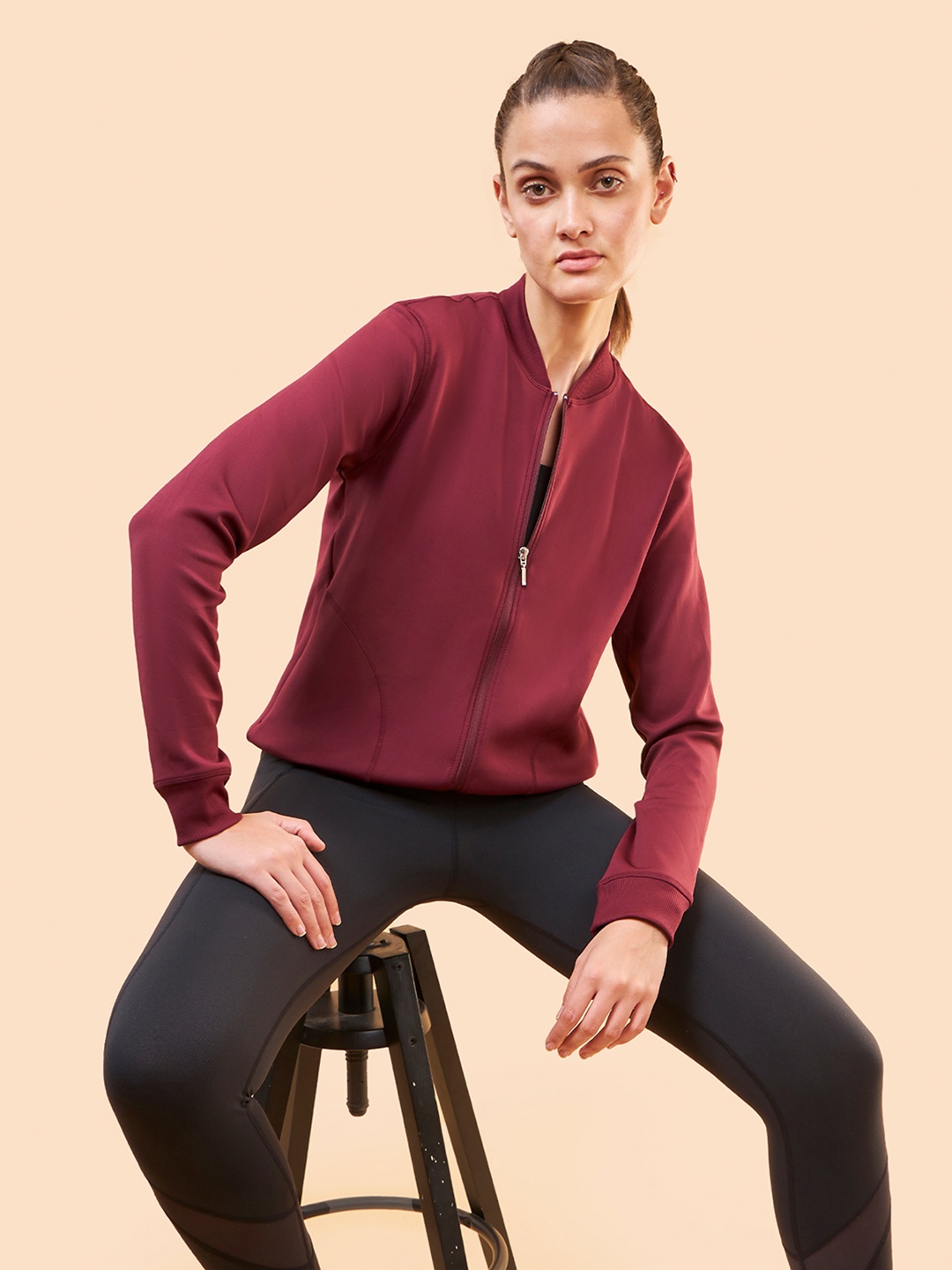 

Enamor Women Maroon Lightweight Antimicrobial Outdoor Sporty Jacket