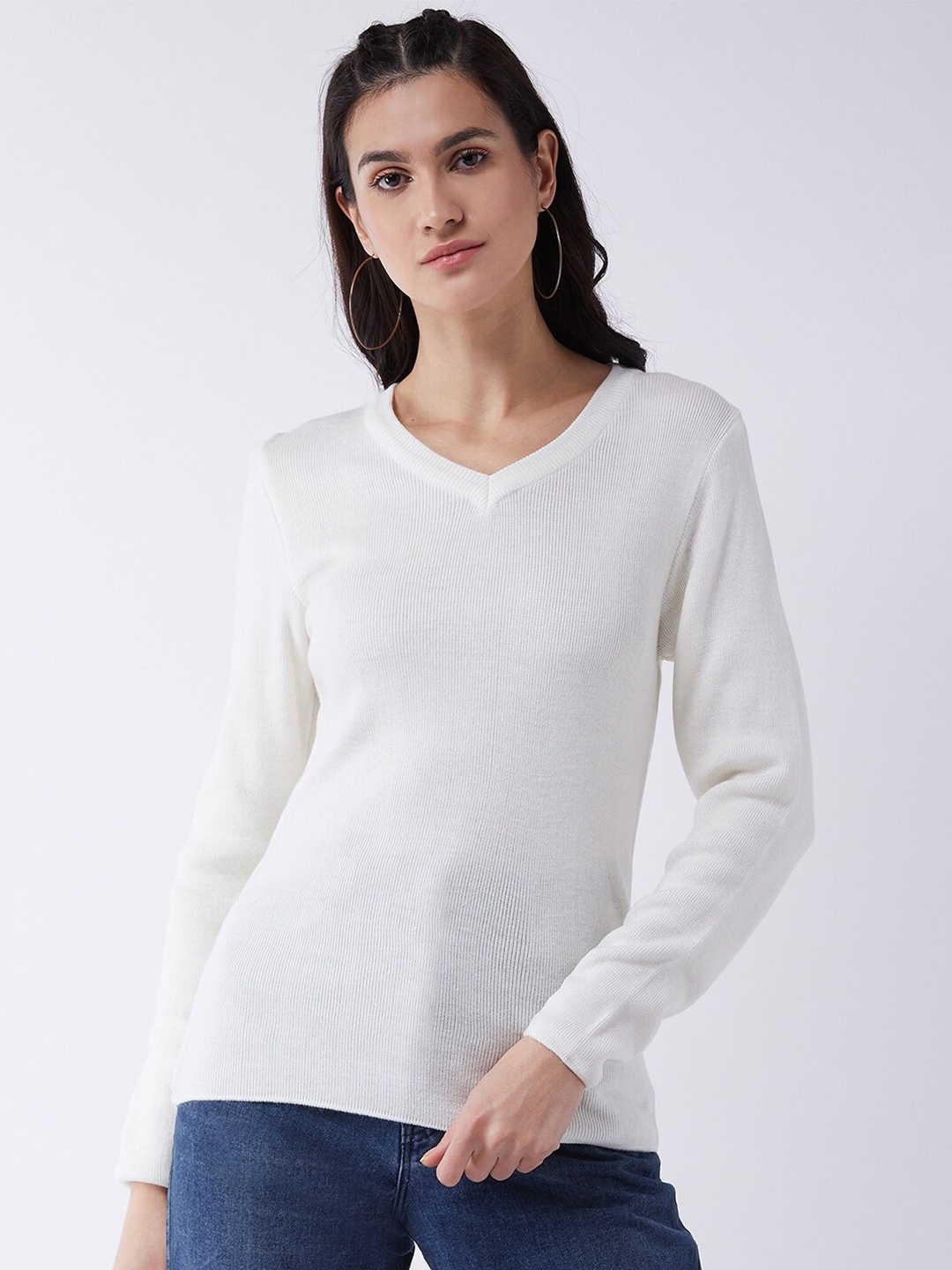 

RVK Women White Pullover