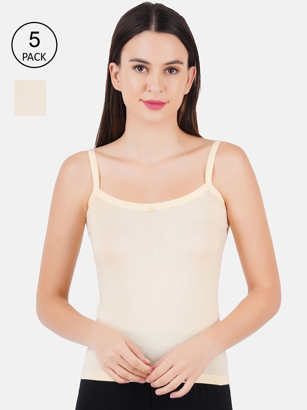 

Ramraj Women Pack Of 5 Nude Pure Cotton Camisoles