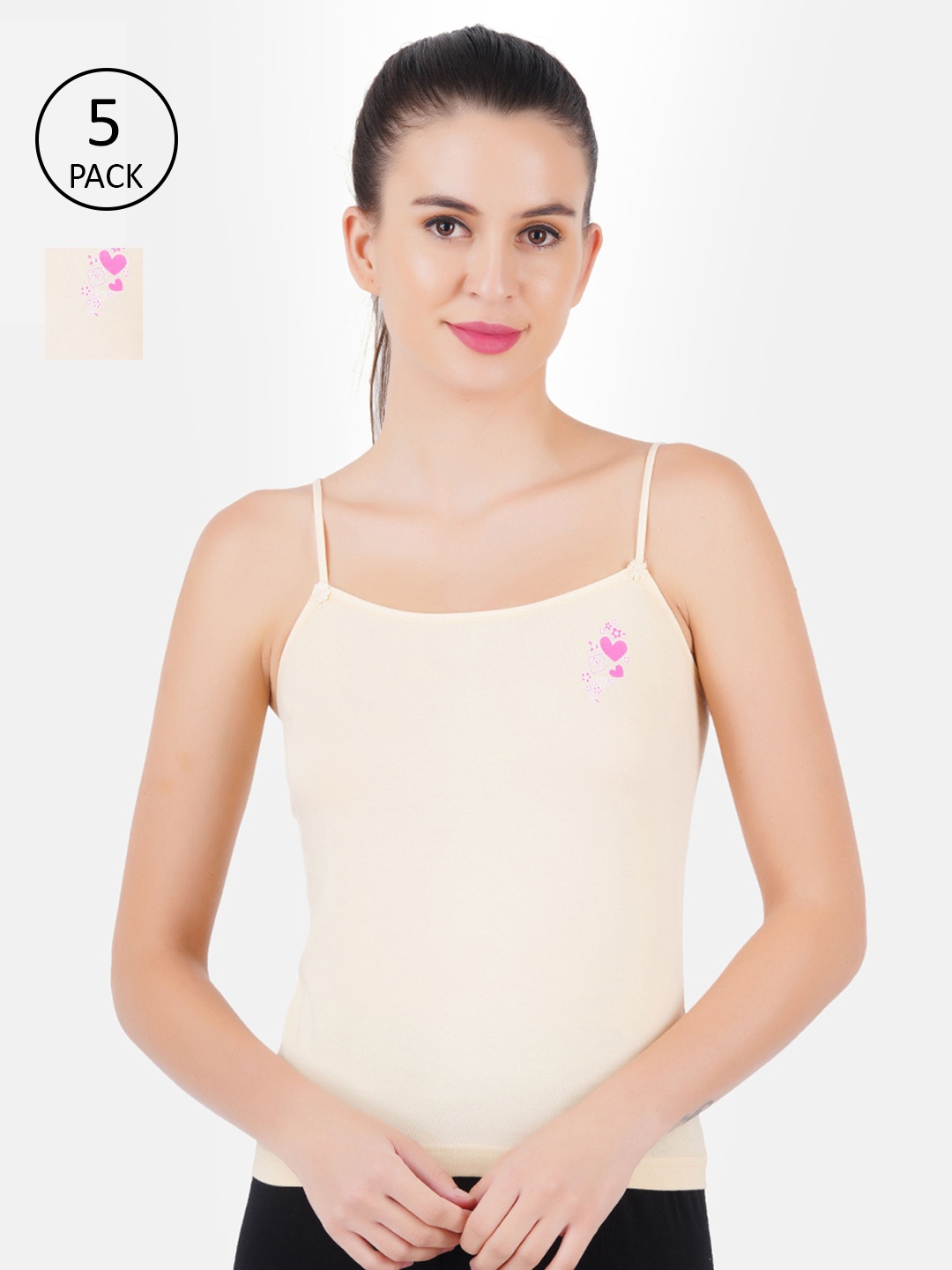 

Ramraj Women Skin solid Camisole Pure Cotton Pack of 5, Cream