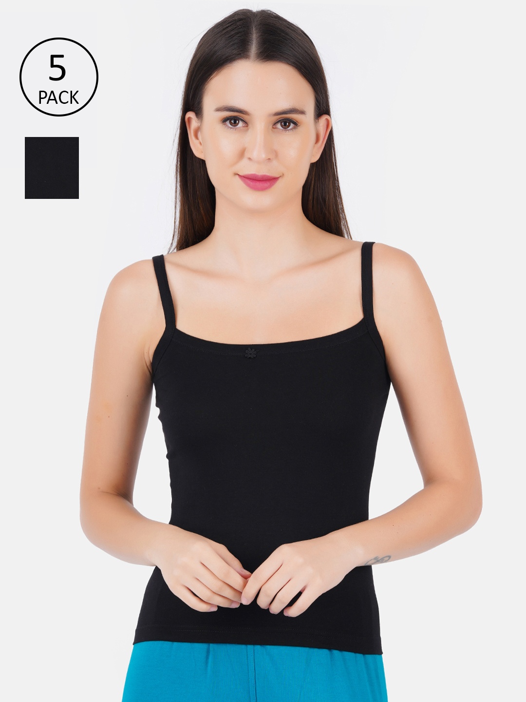 

Ramraj Womens Black solid Camisole Pure Cotton Pack of 5
